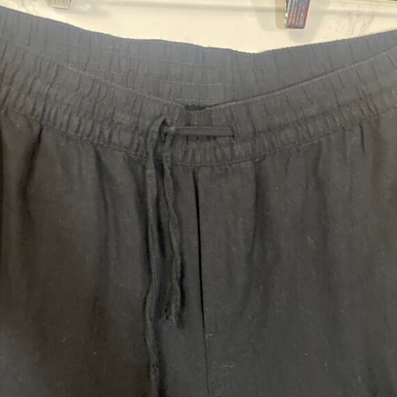 Old Navy Black Linen Blend Wide Leg Pant Drawstring Waist High Rise Sz XXL T - Picture 2 of 8